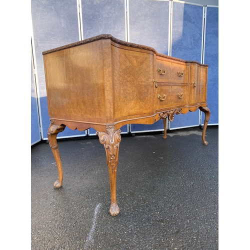 335 - Superb Hille London Queen Style Burr Walnut Sideboard supported on carved scroll legs 

Dimensions -... 