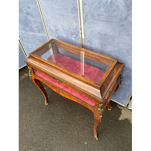 345 - Antique Kingwood and gilt metal mounted bijouterie cabinet, the bevelled glazed hinged top and sides... 