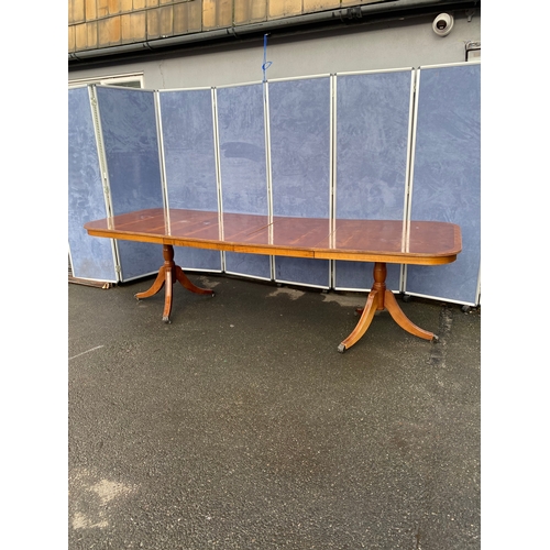 348 - Large vintage yew wood extendable dining table and twelve chairs. 

Please see images for all dimens... 