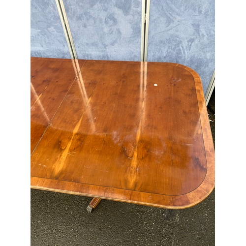 348 - Large vintage yew wood extendable dining table and twelve chairs. 

Please see images for all dimens... 