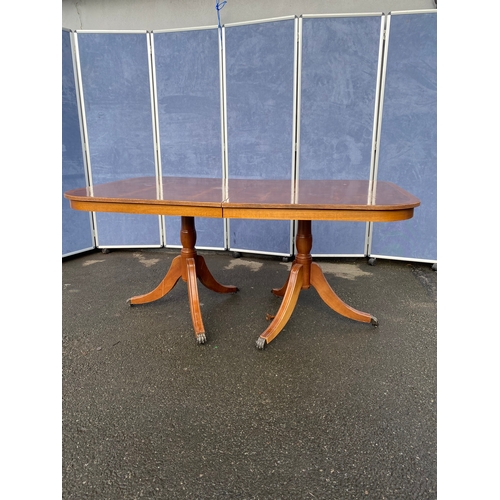 348 - Large vintage yew wood extendable dining table and twelve chairs. 

Please see images for all dimens... 