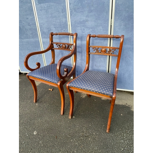 348 - Large vintage yew wood extendable dining table and twelve chairs. 

Please see images for all dimens... 