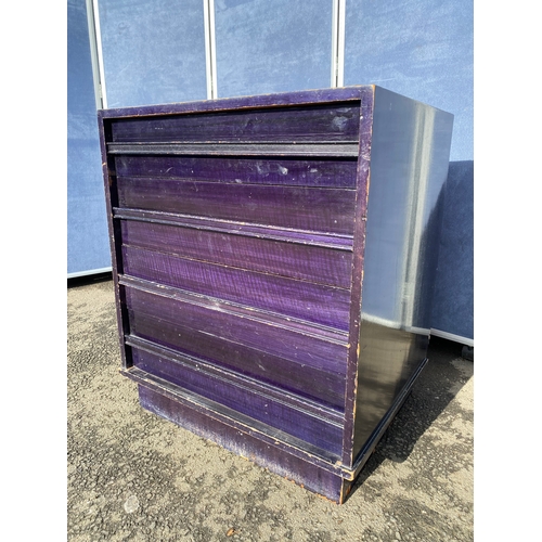 353 - Vintage purple stained Mahogany Three drawer set of drawers. 

Dimensions - 25.5