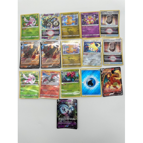 16 Pokemon Holo cards inc Radiant Charizard and other radiants / V's