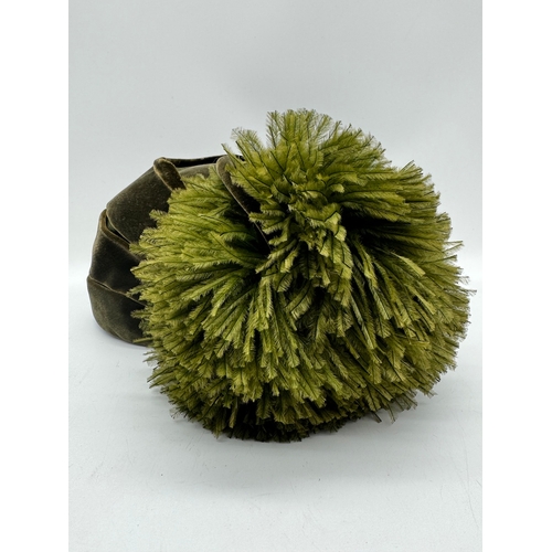 5 - 1920/30's Green velvet hat / fascinator - A Woolsand Model