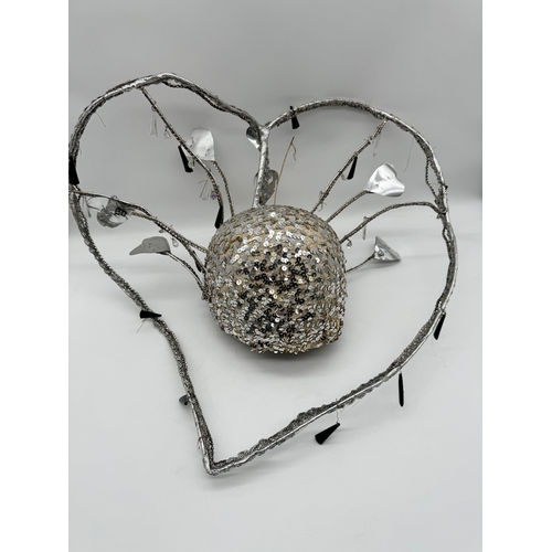 6 - Vintage sequinned heart shape dancers hat / head piece - from the Two Ronnies Show