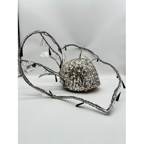 6 - Vintage sequinned heart shape dancers hat / head piece - from the Two Ronnies Show