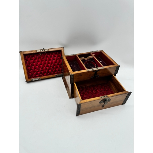 7 - Vintage domed chest jewellery box with velvet lining A/F