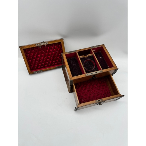 7 - Vintage domed chest jewellery box with velvet lining A/F