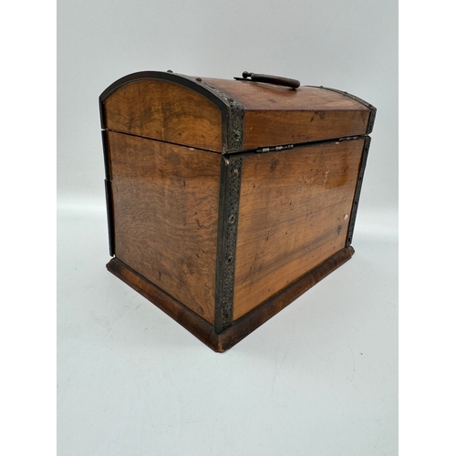 7 - Vintage domed chest jewellery box with velvet lining A/F