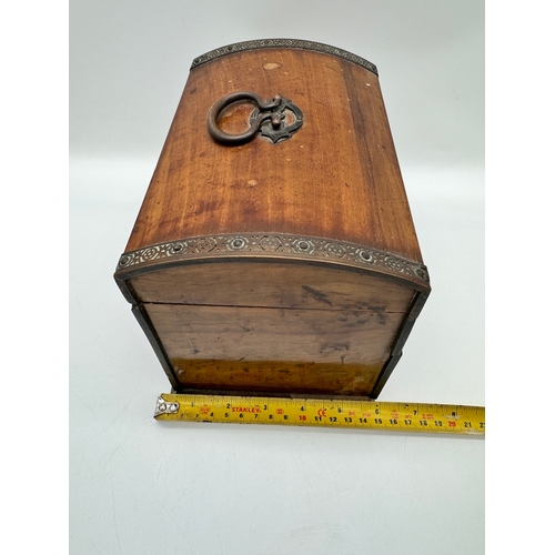 7 - Vintage domed chest jewellery box with velvet lining A/F