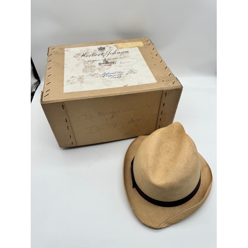 10 - Vintage Herbert Johnson Panama Hat in original box  A/F