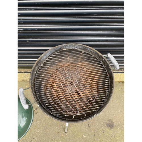 374 - Large weber BBQ grill with temperature gauge and cover.