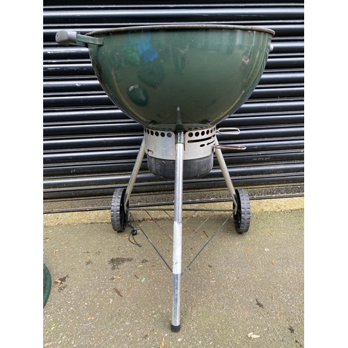 374 - Large weber BBQ grill with temperature gauge and cover.