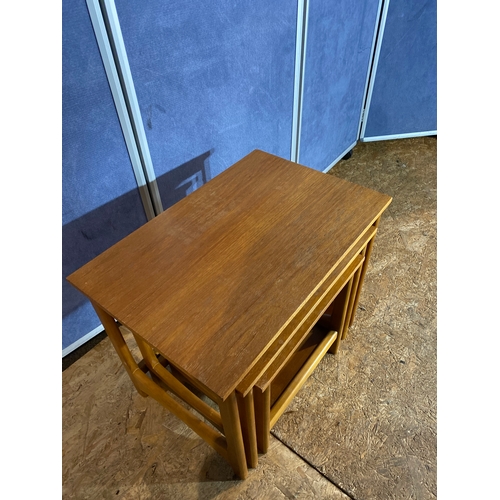 389 - Mid century teak nest of three tables. 

Please see images for the dimensions of the largest for ref... 