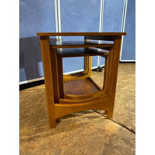 389 - Mid century teak nest of three tables. 

Please see images for the dimensions of the largest for ref... 