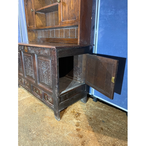 397 - 18th/19th Century carved Oak dresser unit.

Please see images for dimensions.