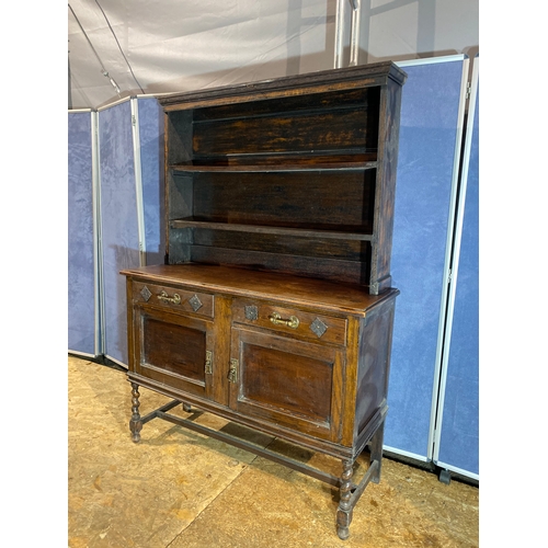 398 - Antique vintage Oak Welsh dresser display unit. 

Please see images for dimensions.