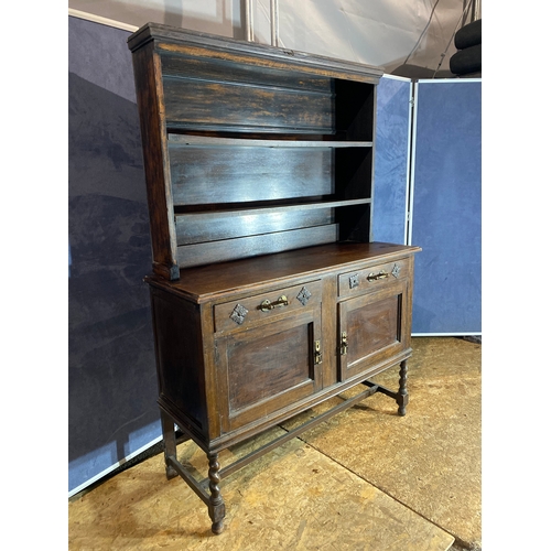 398 - Antique vintage Oak Welsh dresser display unit. 

Please see images for dimensions.