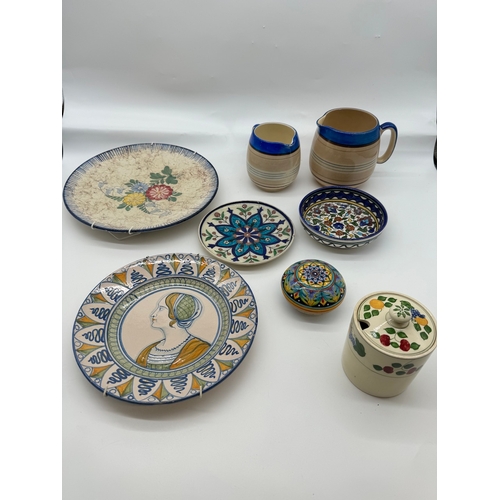 46 - Collection of various hand-painted vintage ceramics inc Bewley pottery