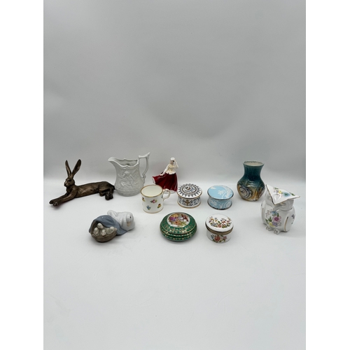 51 - Collection of ceramics including Lladro, Mintons, Royal Doulton, trinket boxes + others