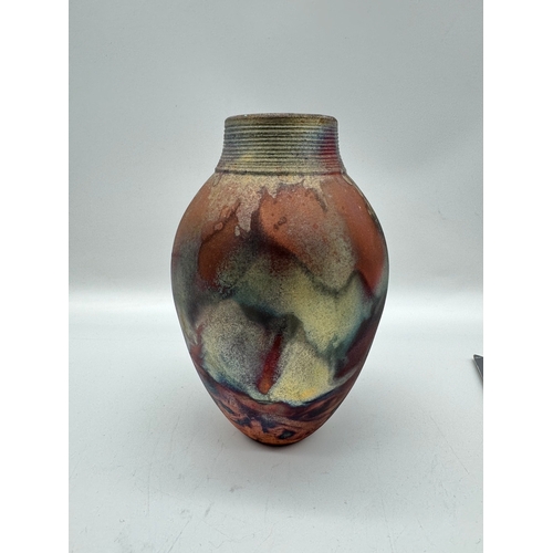 54 - Chris Hawkins Raku Vase Copper Fired - 16cm