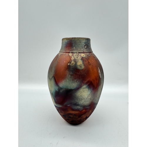 54 - Chris Hawkins Raku Vase Copper Fired - 16cm