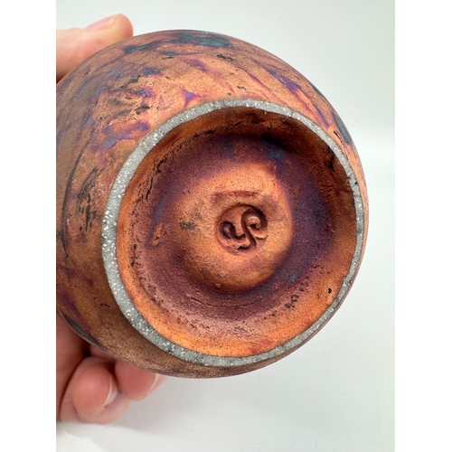 54 - Chris Hawkins Raku Vase Copper Fired - 16cm