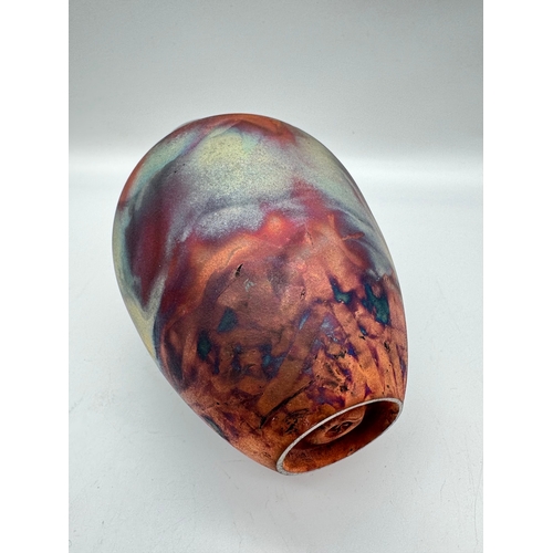 54 - Chris Hawkins Raku Vase Copper Fired - 16cm