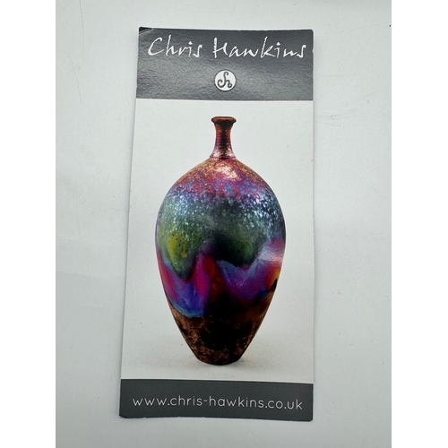 54 - Chris Hawkins Raku Vase Copper Fired - 16cm