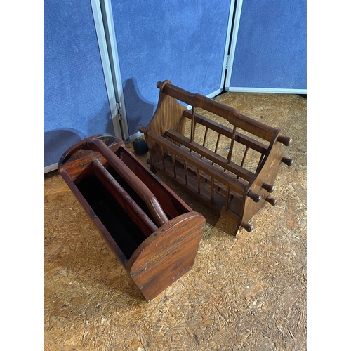 417 - Two vintage magazine racks. 

See images for dimensions of largest for reference.