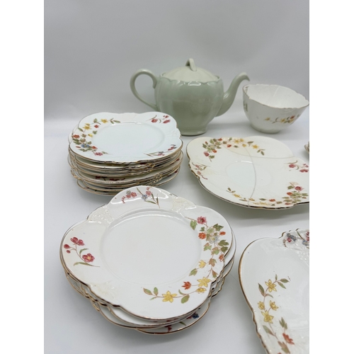 57 - Vintage ceramic plates + tea pot - A/F