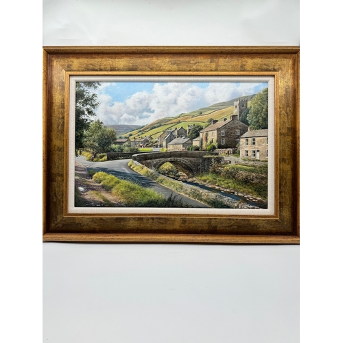 62 - A superb original oil on canvas of Muker Village, Swaledale by Paul Harley (1943-2021) signed bottom... 