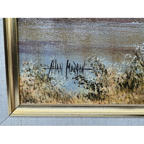 63 - Original oil on canvas of bridge over river by Allan Morgan (b1952)
Frame - 24