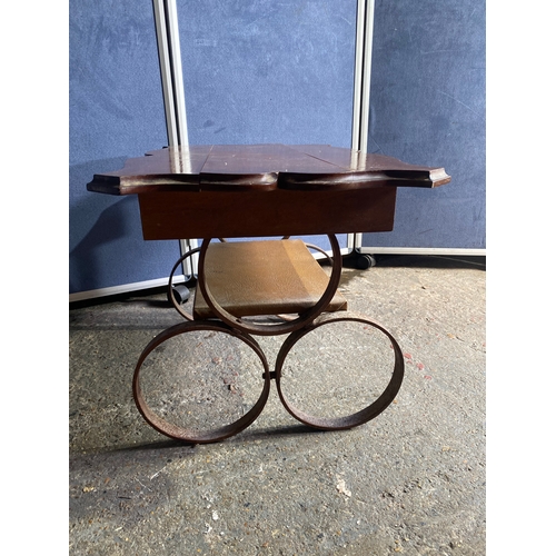 439 - Small Retro table with wrought iron base. 

Dimensions - 18