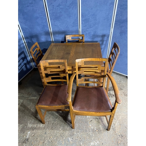 448 - Art Deco extendable dining table and chairs. 

See images for all dimensions.