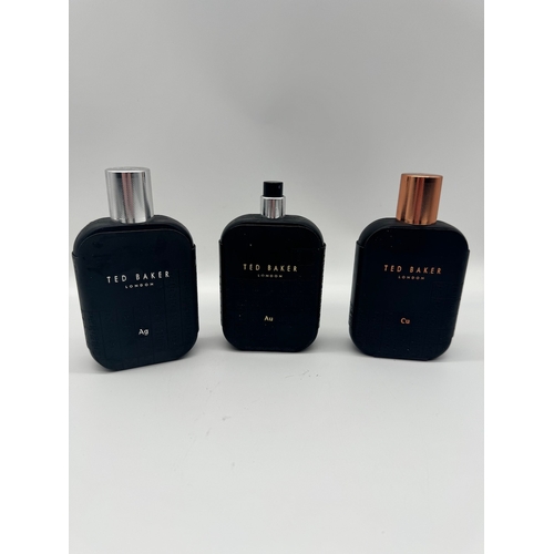 72 - Three bottles of Ted Baker Ag / Au / Cu Eau De Toilette Fragrances 100ml