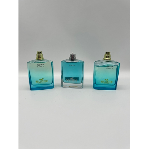 75 - Three bottles of Hollister Wave 2 Eau De Toilette Fragrances 100ml