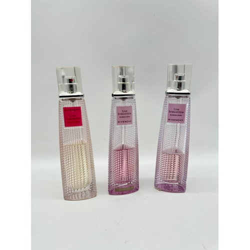 188 - Three bottles of Givenchy Live Irresistible 75ml Eau De Toilette