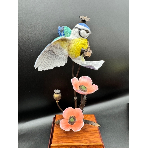 125 - Collection of six birds by sculpture David Fryer commissioned by The Danbury Mint - bone china & bro... 