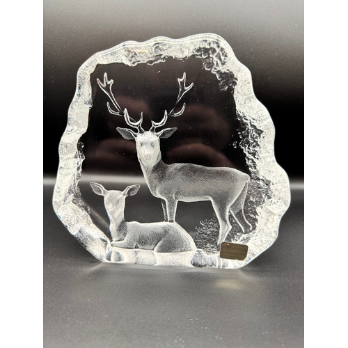 130 - Mats Jonasson Sculptor Art Glass Signature Collection Panda + Stag & Dear