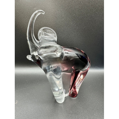 135 - Five Studio art glass sculptors including Formia Vetri Di Murano elephant 035, Karlin Rushbrooke Fis... 