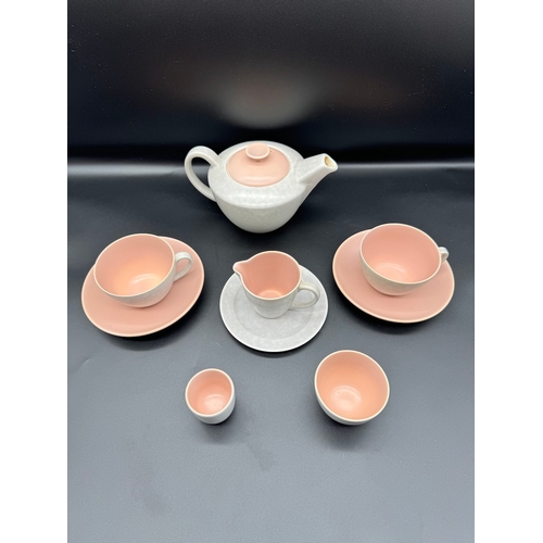 146 - Vintage Couples Poole Pottery Tea Service Pink / off white