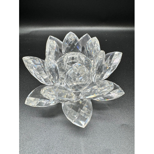 153 - Swarovski Crystal 7600/123000 Water Lily  + 7600/144090 Neo Classic Candle Holders with box  & COA