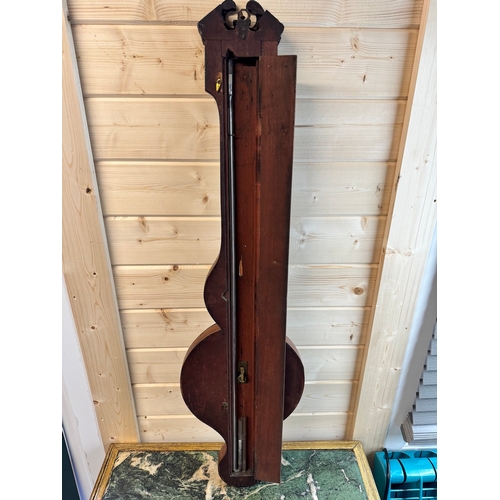 256 - 19th Century Mahogany Banjo Barometer - Mercury - 97cm