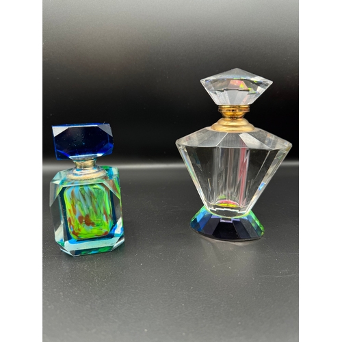 169D - Two coloured crystal perfume bottles