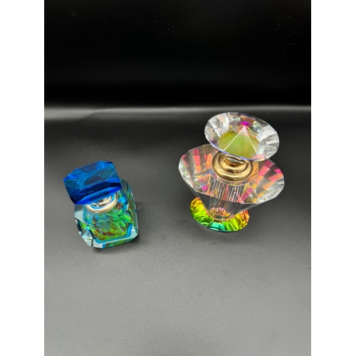 169D - Two coloured crystal perfume bottles