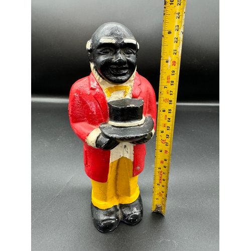 218 - Vintage Cast Iron Gentleman Money Box - 23cm