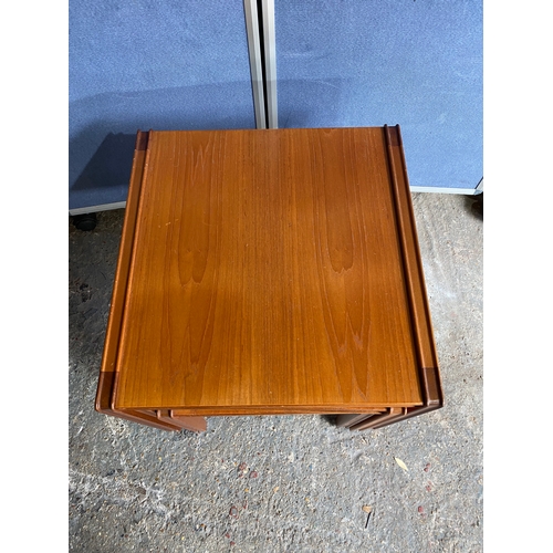 464 - Mid century Teak nest of three tables. 

Dimensions of largest in images for reference.