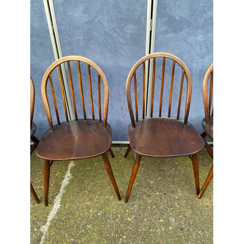 474 - A set of Six Ercol Dark stained Elm & Beech Windsor dining chairs. 

Dimensions - 17